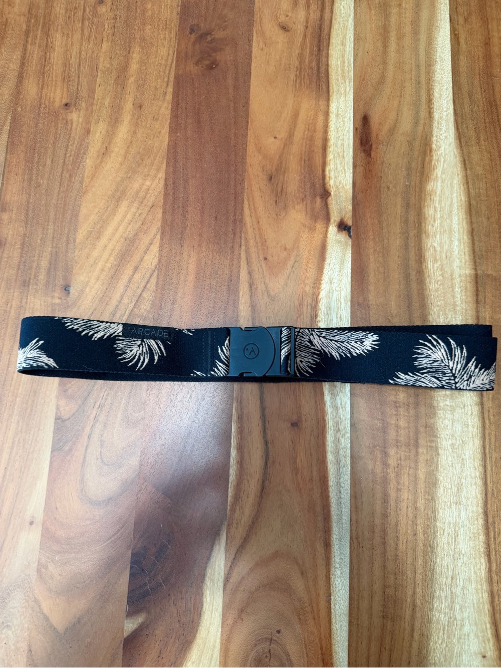 Arcade Black Palm-Print Stretch Belt